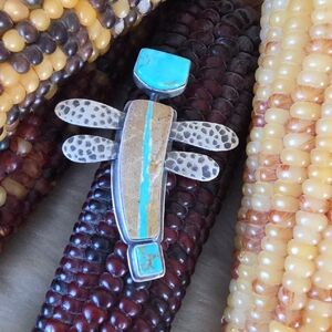 Fantastic Native American Handmade Turquoise Dragonfly Pendant 🩵🎁🤎